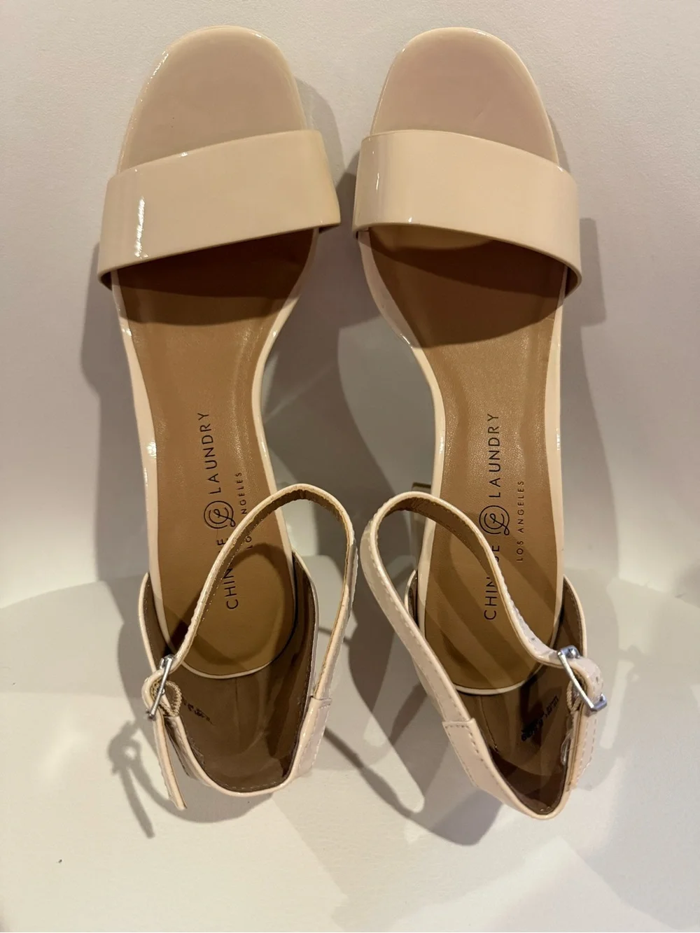 ❌Chinese Laundry Nude Patent Block Heel Sandals